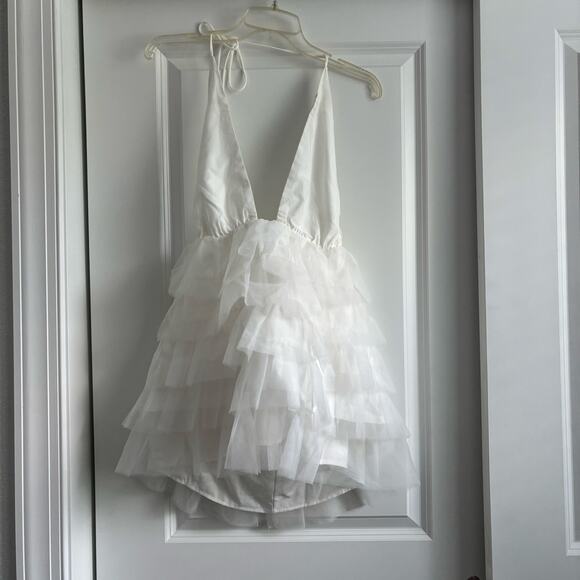 Indie Collection Born To Party Tiered Tulle Mini Dress Sz S/M White Bridal Fun - Picture 2 of 11